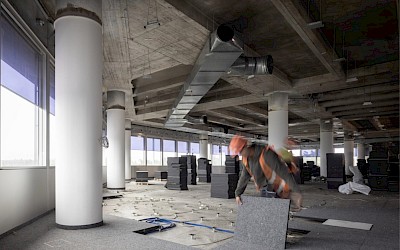 Wiedereinbau von wiederaufbereiteten Bodenplatten