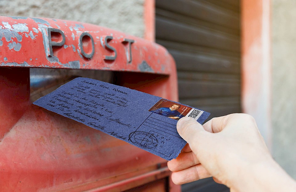 Postkarte mit Briefkasten